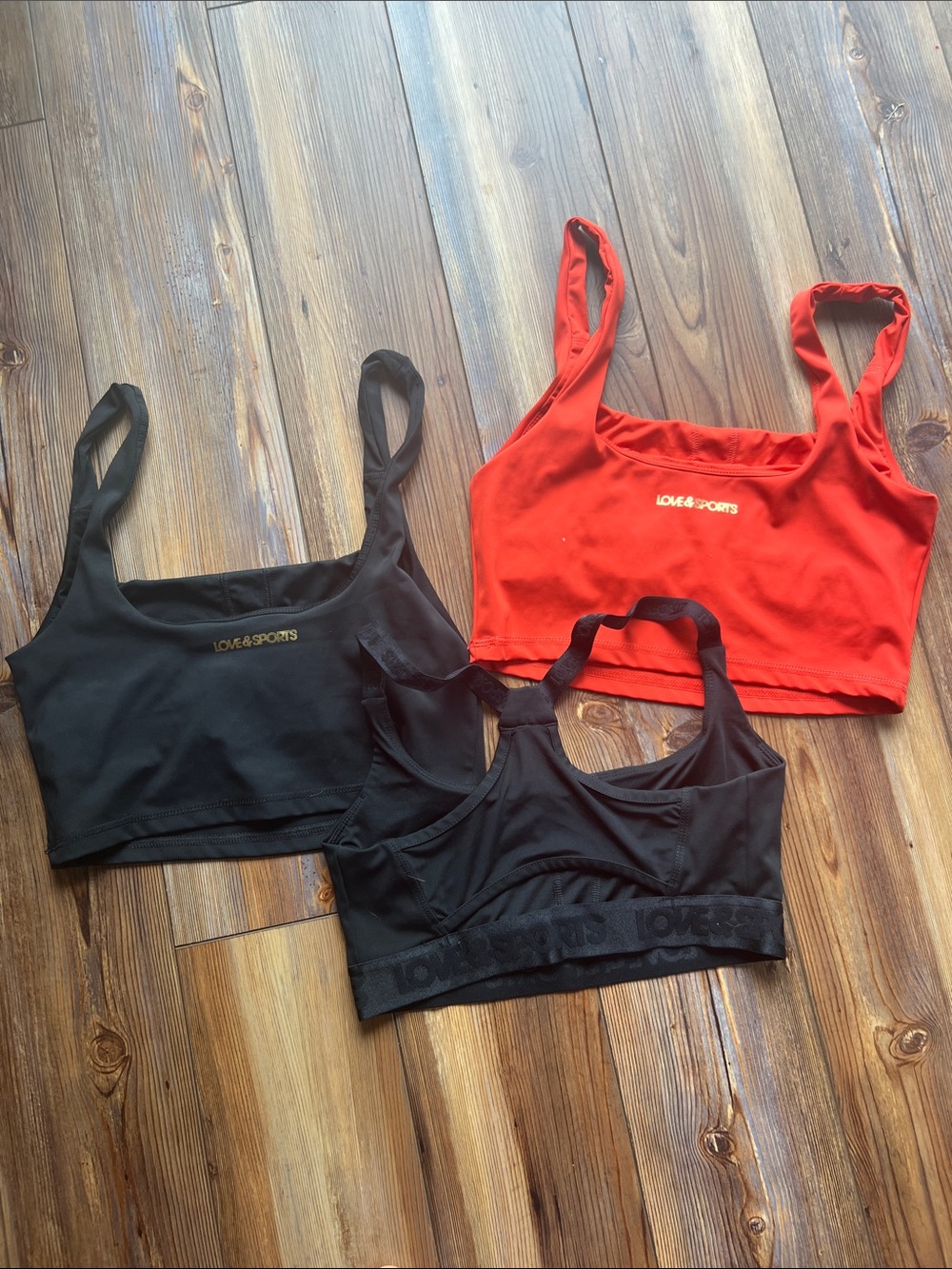 Lot of 3 Love&Sports Women’s Sports Bras Black & Red